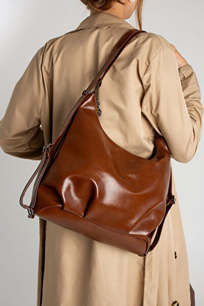 derrymore Casual Zippered Shoulder and Backpack Bag Brown