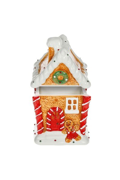 OEM Ceramic Christmas Cookie Container Gingerbread House 13x12x20cm