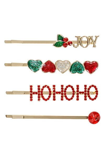 OEM Agrafe Par Aurii HoHoHo Inimi Joy Strass de Craciun - 4buc