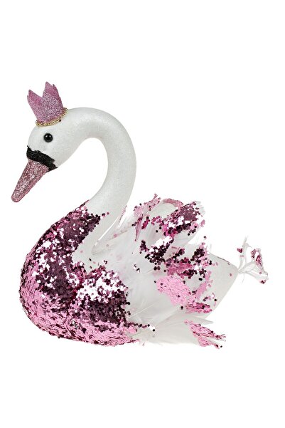OEM Decorative Christmas Figurine Lebana from White Foam with Pink Glitter Crown 24cm