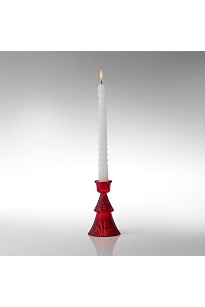 OEM Red Christmas Decorative Candlestick with Fir Tree Pattern Ø6x10cm