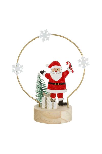 OEM Χριστουγεννιάτικη Ξύλινη Διακόσμηση Άγιος Βασίλης με Δώρα από Έλατο με Γκ...