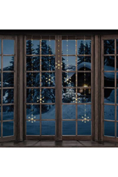 OEM Curtain Light Installation with 147 LED Bulbs & 7 Snowflakes 2m Outdoor & Indoor - Warm White