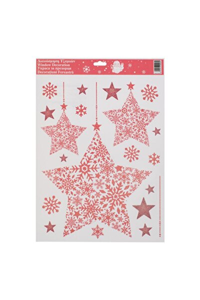 OEM Autocolante Decorative de Craciun Stele Mari Glitter Roz 30x38cm