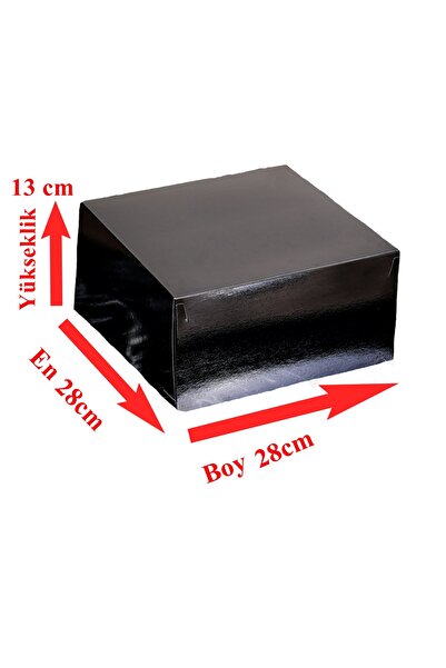 diğerr1 Pasta Kutusu 28x28x13 cm Ebat Siyah Renk 1 Adet Gelecek