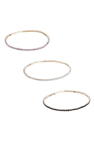 OEM Set Bratari de Culoare Aurie cu Strass & Elastic - 3buc
