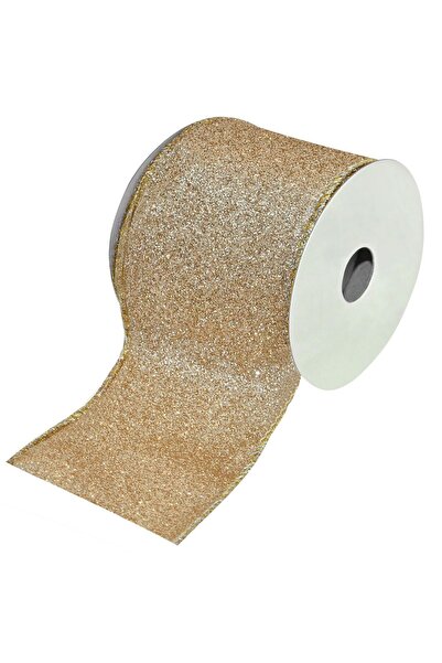 OEM Panglica Decorativa Brad de Craciun Bej Sampanie Glitter - 5m x 63mm