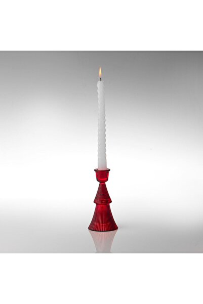 OEM Red Christmas Decorative Candlestick with Fir Tree Pattern Ø7x14cm