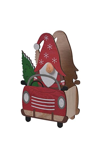 OEM Διακοσμητικό Ξύλινο Κηροπήγιο Ξωτικό Αυτοκίνητο 24 εκατοστά