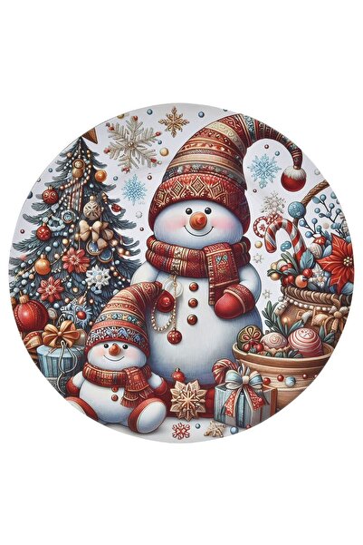 OEM Christmas Decorative Round Plastic Plate with Vintage Snowman Pattern Ø33...