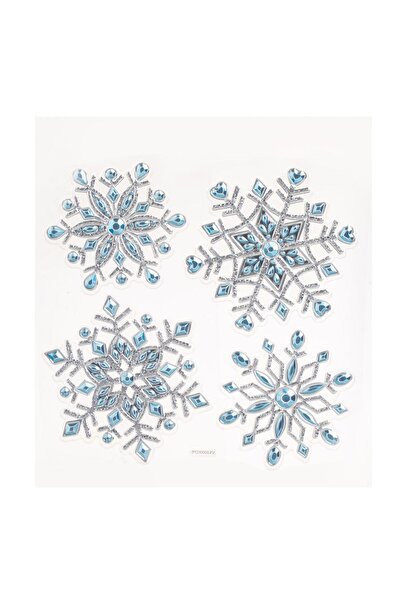 OEM Christmas Decorative Stickers Silver Flakes Blue 18x23cm