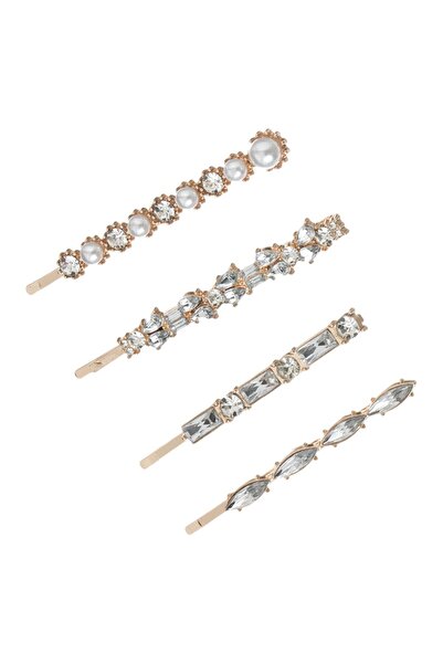 OEM Gold Color Hair Clips Set with Rhinestone Beads for Women 5-6.5cm - 4pcs