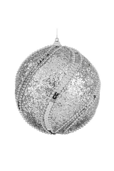 OEM Glob de Craciun Argintiu cu Glitter & Paiete Ø12cm