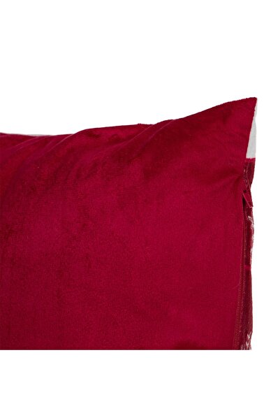 OEM Red Velvet Decorative Pillowcase with Embroidered Santa Claus Pattern 45x45cm