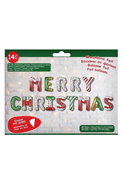 OEM Christmas Party Balloons from Colorful Foil "Merry Christmas" 35x300cm - 14pcs