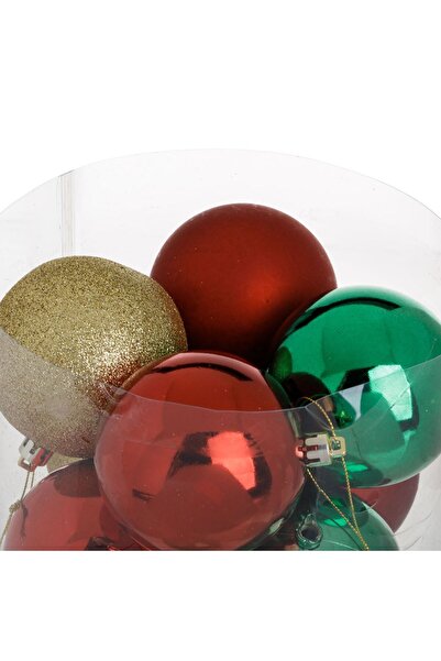 OEM Set of Red Green Gold Christmas Baubles Matte & Glitter Ø5cm - 12pcs