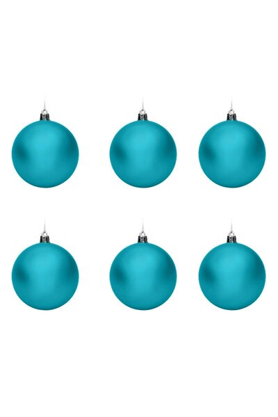 OEM Set of Christmas Baubles Turquoise Matte Ø8cm - 6pcs