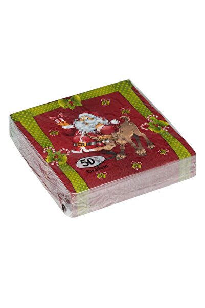 OEM Table Napkins with Santa Claus Deer Pattern 33x33cm - 50pcs