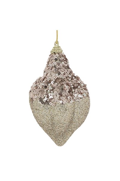 OEM Ornament Brad de Craciun Glob din Spuma cu Glitter Auriu Paiete 12cm