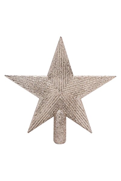 OEM Varf pentru Brad de Craciun Stea Bej cu Sclipici 22cm
