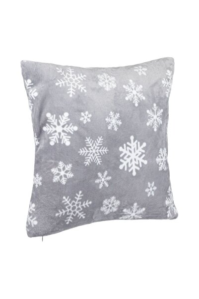 OEM Christmas Decorative Velvet Pillowcase Grey with White Snowflakes 45x45cm