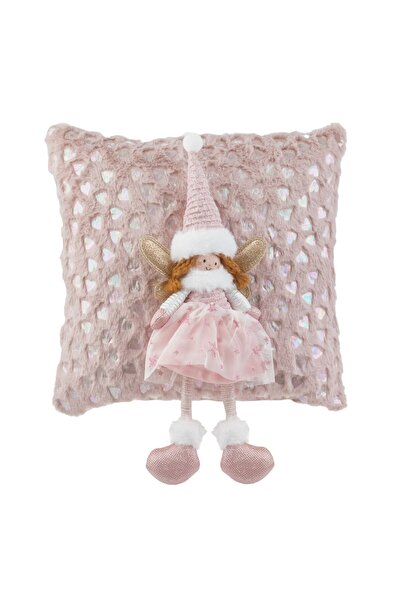 OEM Ροζ Χριστουγεννιάτικο Διακοσμητικό Μαξιλάρι με 3D Άγγελο 35x35εκ.