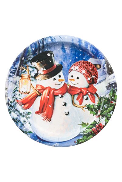 OEM Christmas Cardboard Plates Snowman Landscape 23cm - 10pcs