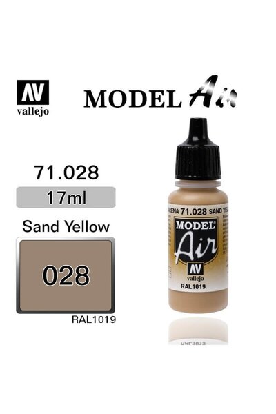 Vallejo 71028 18 ml. Sand Yellow, Model Air Serisi Model Boyası