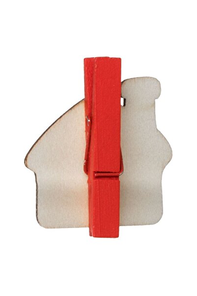 OEM Set of Red Christmas Wooden Decorative Pliers with Gingerbread Figures 6 Models 4.5cm - 6pcs