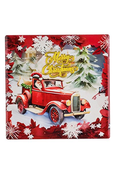 OEM Square Ceramic Christmas Cup Holder Santa Claus Car 10.8x10.8cm