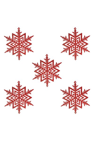 OEM Χριστουγεννιάτικο Στολίδι Δέντρου Κόκκινη Νιφάδα Χιονιού με Γκλίτερ 10 εκ...