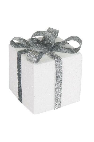 OEM Διακοσμητικό Χριστουγεννιάτικο Δώρο από Αφρό με Λευκή Ιριδίζουσα Ασημένια...