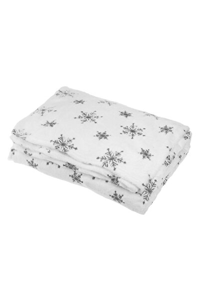 OEM White Velvet Christmas Blanket with Grey Glitter Flakes 220x150cm