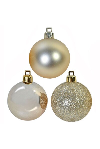 OEM Σετ Μπεζ Ματ Γκλίτερ Χριστουγεννιάτικες Μπάλες Ø5 εκατοστά - 12 τεμάχια