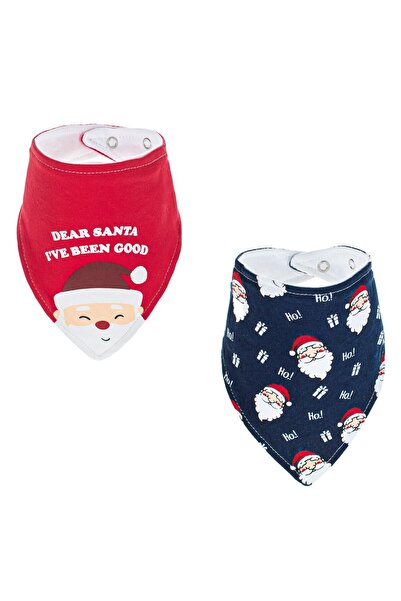 OEM Set of Cotton Scarf Bibs Navy Blue & Red Santa Claus One Size - 2pcs