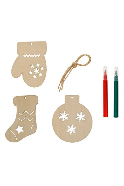 OEM Set Creativ de Craciun Ornamente din Lemn cu Carioci - 3buc