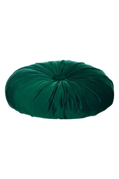OEM Velvet Decorative Pillow with Green Buttons Ø40x10cm