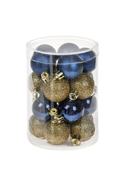 OEM Set Globuri de Craciun Aurii Albastre cu Glitter Mate Stralucitoare Ø3cm ...