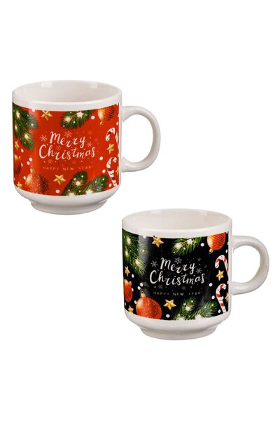 OEM Set of Christmas Ceramic Cups Candy Ornaments 150ml - 2pcs