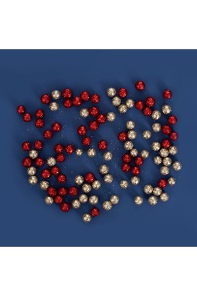 OEM Bile Decorative de Craciun Rosii Bej Sampanie cu Glitter 1 centimetri - 20g