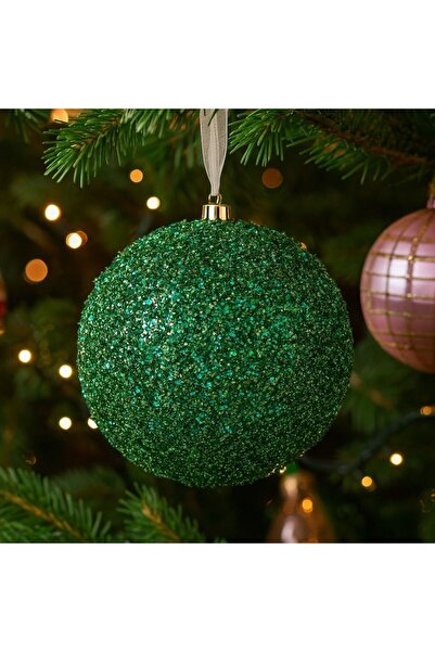 OEM Christmas Tree Ornament Green Globe with Tinsel Ø12cm