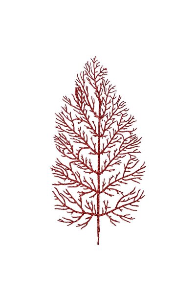 OEM Διακοσμητικό Χριστουγεννιάτικο Κλαδί Φτέρης με Κόκκινο Γκλίτερ 70 εκατοστά