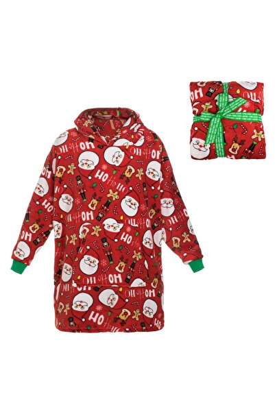 OEM Red Velvet Family Christmas Hooded Poncho & Figurines for Kids - One Size