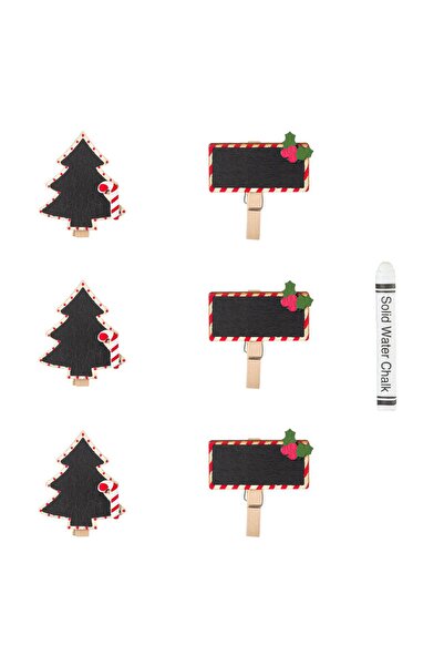 OEM Christmas Decorative Pliers with Black Board Made of Fir Wood - 6pcs