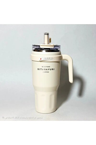 SITARAYURI HZ035 Insulated Mug with Handle and Straw, 750ml, for Travel and Coffee