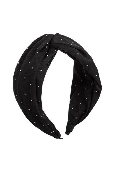 OEM Wide Black Hair Crown with Knot & Rhinestones for Women