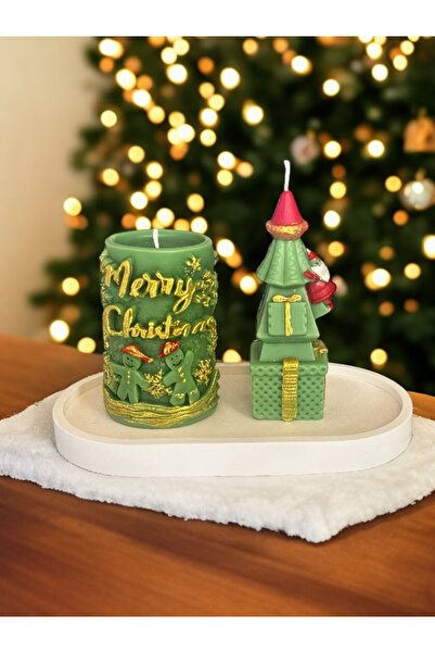 magnocandles Set de 3 lumânări de Anul Nou: lumânare coloană, lumânare copac ...