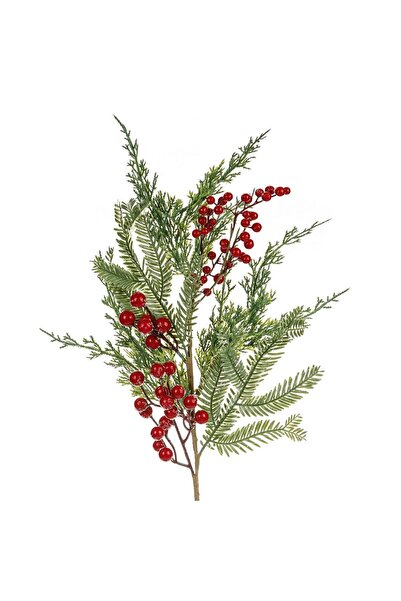 OEM Crenguta de Brad Decorativa de Craciun cu Pomusoare Rosii 71 centimetri