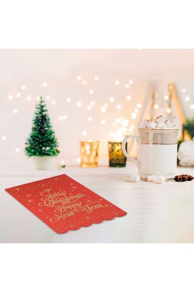 OEM 3-Ply Red Table Napkins with Gold Foil Message 33x40cm - 16pcs