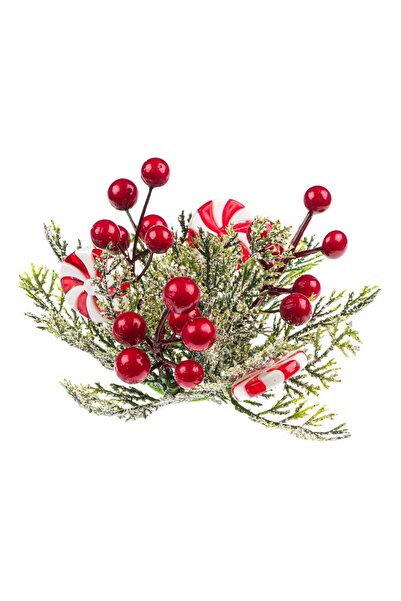 OEM Χριστουγεννιάτικο Διακοσμητικό Κερί Πράσινο Έλατο Χιονισμένα Μούρα 18εκ.